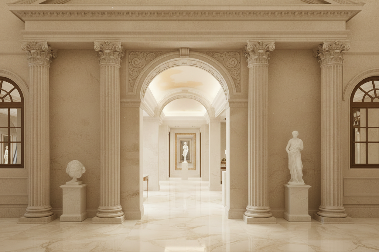 Light Beige Classical Hallway No Grain